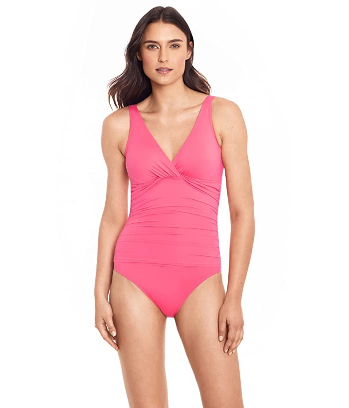 Maiô Ralph Lauren Beach Club Solids Twist Feminino Rosa Tamanho 14