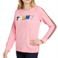 Tommy Hilfiger Moletom feminino com logo multicolorido rosa tamanho médio