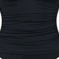 Ralph Lauren Feminino Controle de Barriga Franzido Amarração Decote em V Bojo Moldado Ajustável Beach Club Halter Tankini Maiô Top Preto