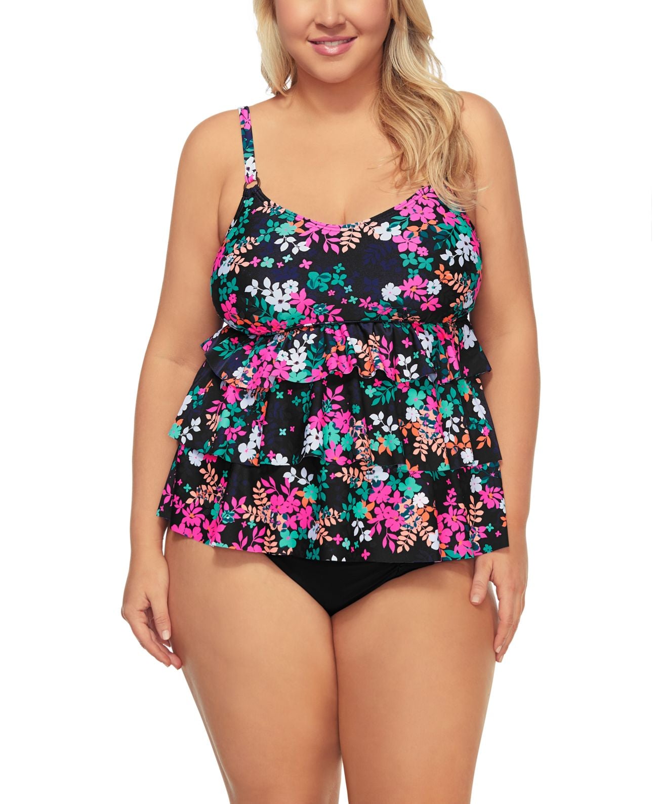 Island Escape Tankini Plus Size Feminino Preto Tamanho 20W
