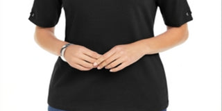Karen Scott Top Feminino de Algodão com Argola Preto Tamanho X-S