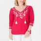 Charter Club Blusa feminina bordada com babados, rosa, tamanho pequeno G