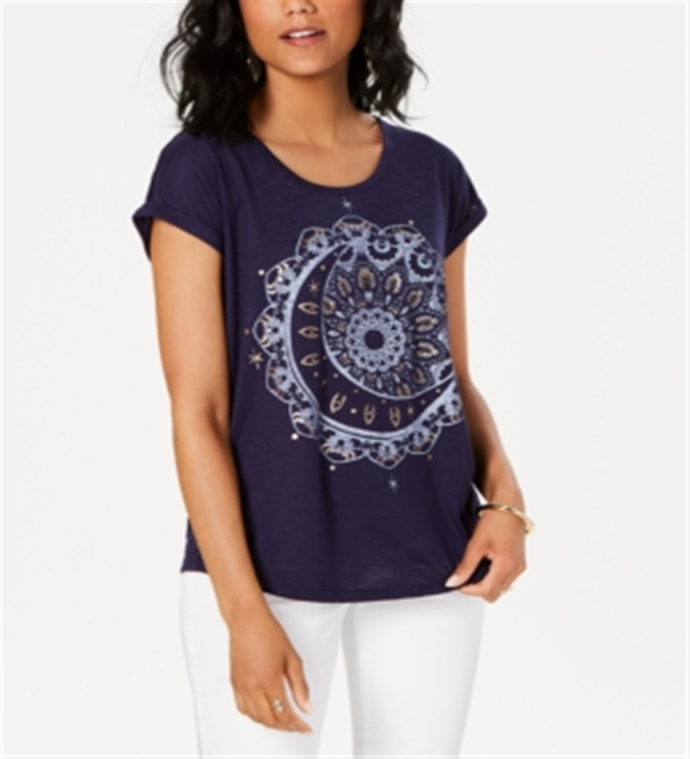 Camiseta feminina gráfica Style &amp; Co, azul, tamanho pequeno G