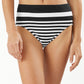 Calça de banho Tommy Bahama Breaker Bay com listras variadas e cintura alta, preta, tamanho grande