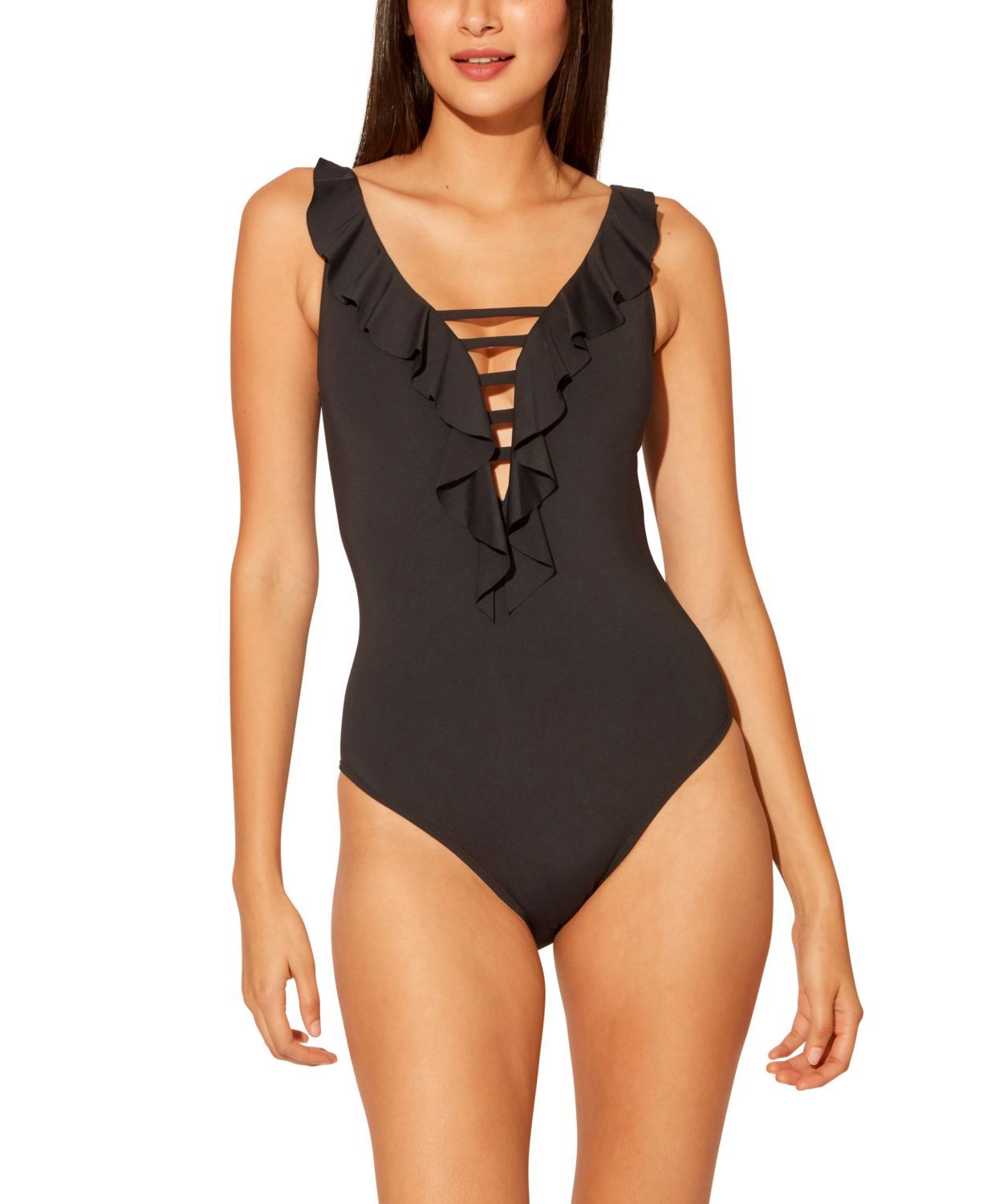 Maiô feminino Bleu Rod Beattie com cadarço e alças finas, preto