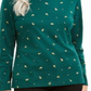 Blusa de gola alta com estampa de árvore Karen Scott feminina, verde, tamanho grande