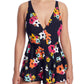 Vestido de banho feminino Anne Cole Island Bloom Plunge Swim Suit preto tamanho 10