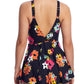 Vestido de banho feminino Anne Cole Island Bloom Plunge Swim Suit preto tamanho 10