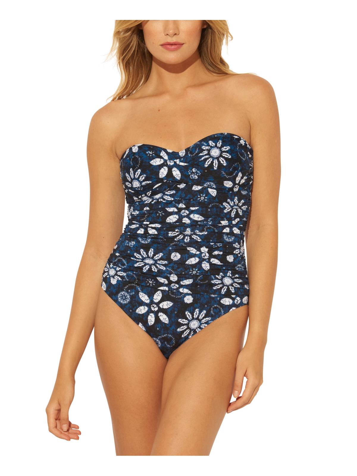 Maiô feminino estampado estilo bandeau Bleu Rod Beattie, azul