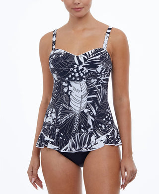 Vestido de banho feminino Gottex Marbella Tummy Control, preto, tamanho 27