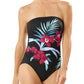 Maiô feminino Tommy Bahama Midnight Orchid Bandeau com controle de barriga, preto, tamanho 8