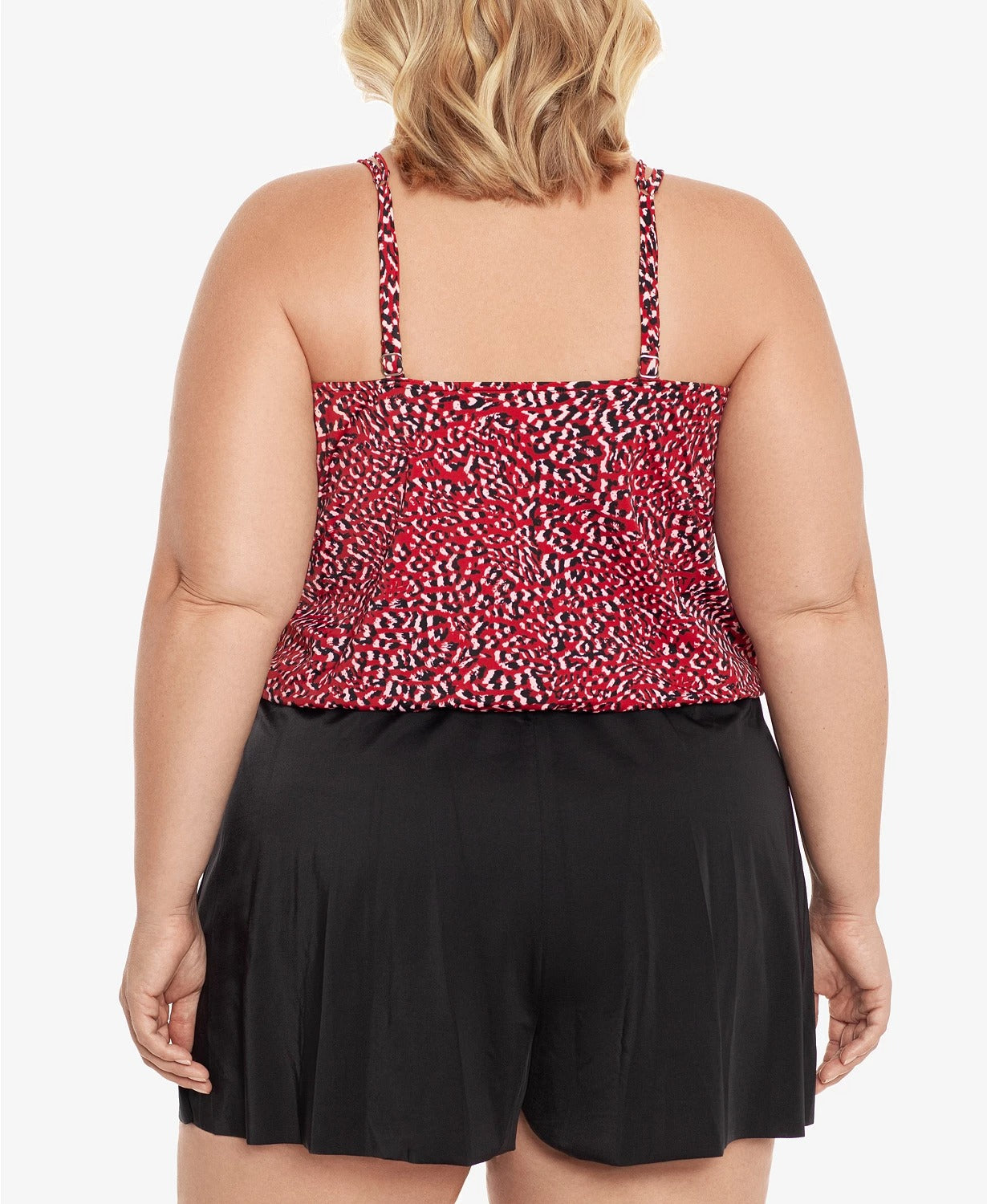 Swim Solutions Maiô feminino com estampa elástica e controle de barriga, suporte total do busto, alças ajustáveis, Baby Spice, tamanho 20W, vermelho