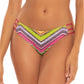 Calcinha de biquíni hipster reversível Becca by Rebecca Virtue feminina, listras múltiplas, tamanho pequeno