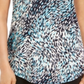 Blusa feminina estampada com ombros descobertos, azul, tamanho X-S