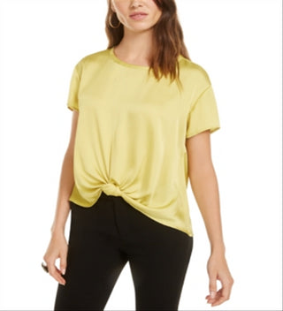 Blusa feminina de cetim Bar III, amarela, tamanho X-Large