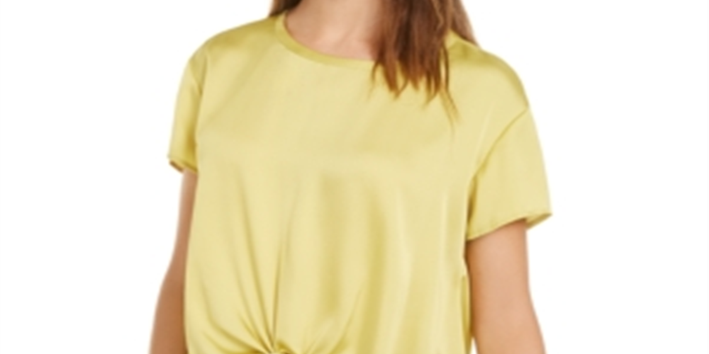 Blusa feminina de cetim Bar III, amarela, tamanho X-Large