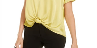 Blusa feminina de cetim Bar III, amarela, tamanho X-Large