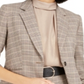 Blazer xadrez feminino Bar III com um botão, marrom, tamanho 6