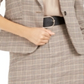 Blazer xadrez feminino Bar III com um botão, marrom, tamanho 6