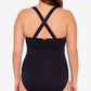 Ralph Lauren Feminino Tummy Control Copas Não Removíveis Recorte Decote Redondo Maiô de Uma Peça Preto Tamanho 18W