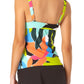 Anne Cole Tankini feminino com alças ajustáveis ​​e estampadas, forrado, com decote em coração, torção frontal, com aro, vários tamanhos 34C-36B