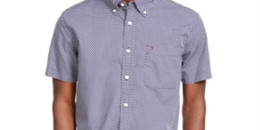 Camisa Tommy Hilfiger Hall Custom Fit Geo Print Masculina Azul Tamanho 2XL
