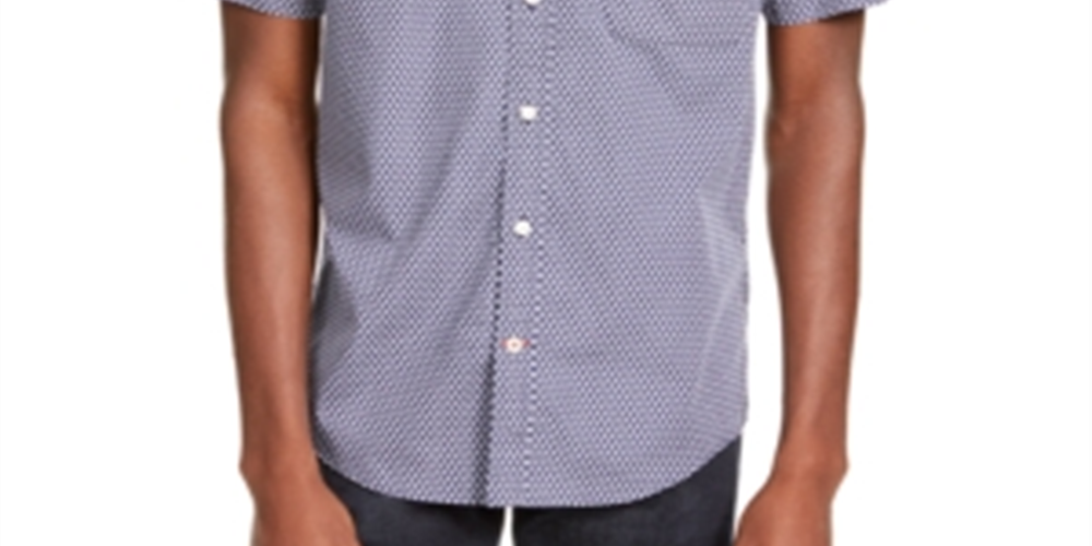 Camisa Tommy Hilfiger Hall Custom Fit Geo Print Masculina Azul Tamanho 2XL