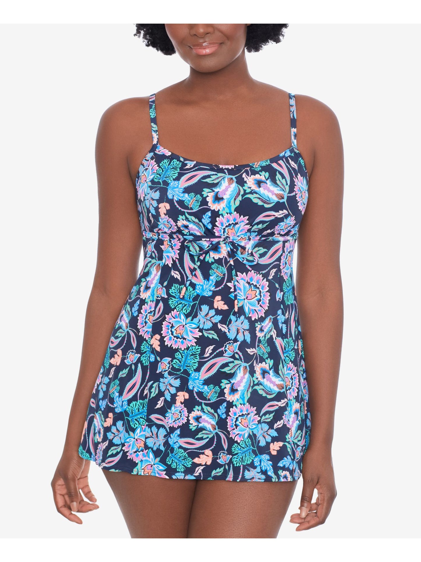 Maiô feminino com estampa floral elástica e cobertura total ajustável, tamanho 10, da Swim Solutions