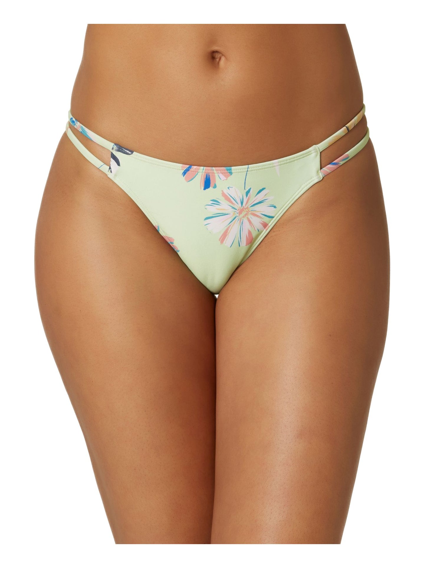 Calcinha de maiô feminina O'Neill com estampa floral elástica e sem forro, Cardiff Brook Cheeky, verde, tamanho médio