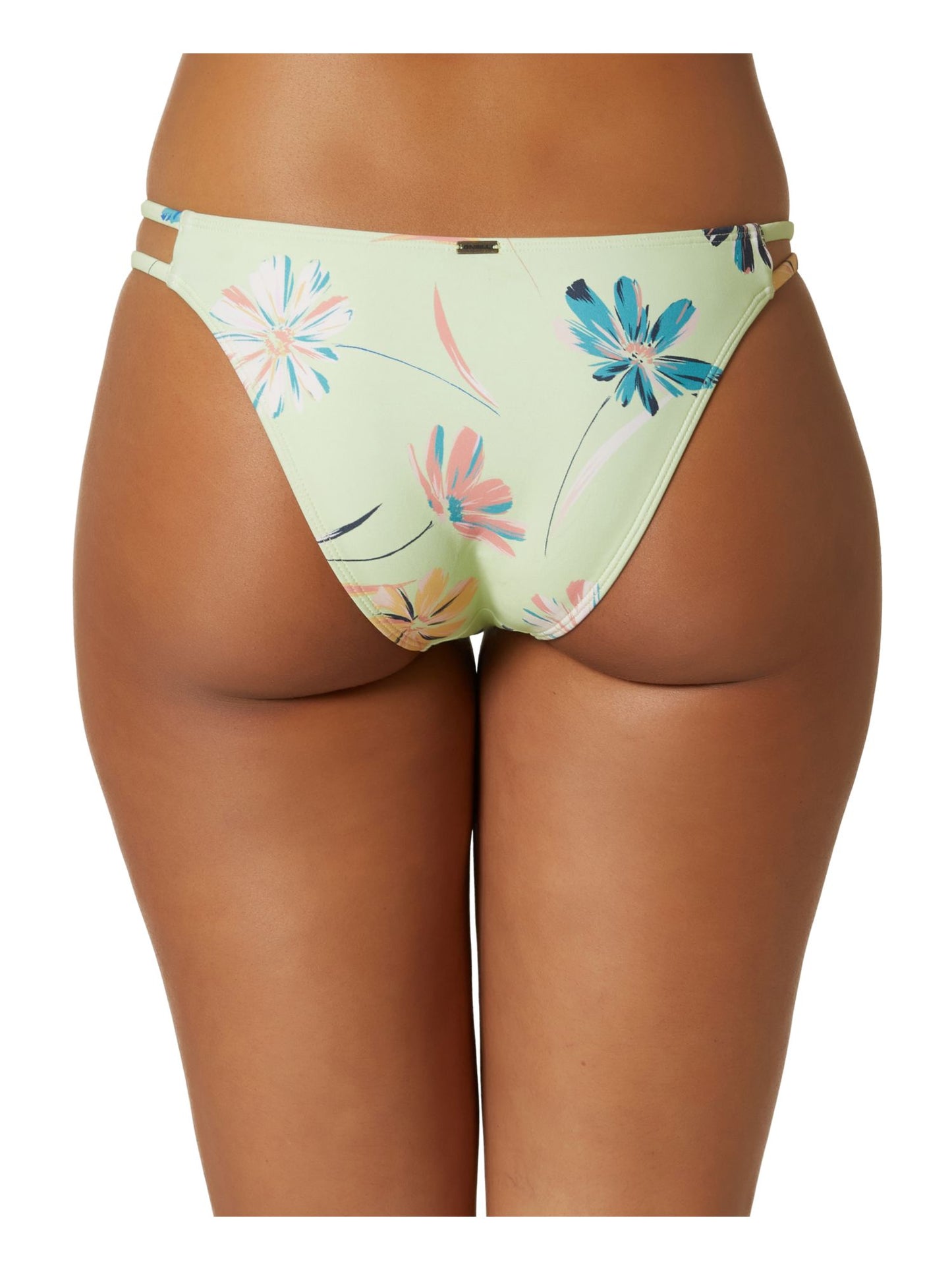 Calcinha de maiô feminina O'Neill com estampa floral elástica e sem forro, Cardiff Brook Cheeky, verde, tamanho médio