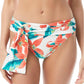 Vince Camuto Calcinha de biquíni feminina com estampa floral e cinto, maiô branco, tamanho pequeno