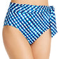 Tommy Bahama Calcinha de biquíni xadrez feminina de cintura alta azul tamanho extragrande