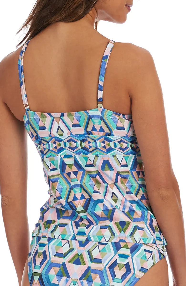 Top de natação feminino La Blanca Riviera Keyhole Tankini tamanho múltiplo tamanho 4