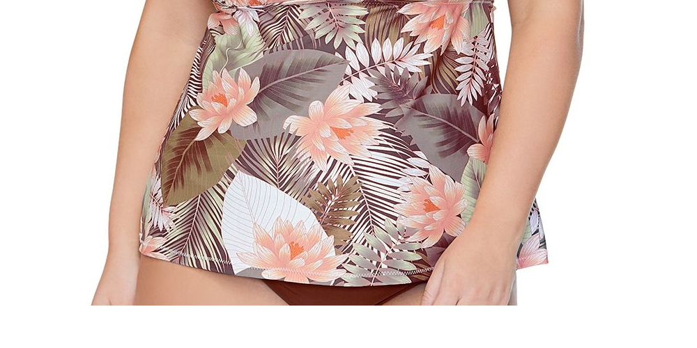 Top de natação feminino Raisins Curve Laguna Rosalie Tankini, verde, tamanho 22W