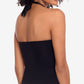 Ralph Lauren Feminino Controle de Barriga Franzido Amarração Decote em V Bojo Moldado Ajustável Beach Club Halter Tankini Maiô Top Preto