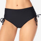 Swim Solutions Maiô feminino ajustável com franzidos e fundo preto, tamanho 12