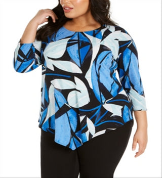 Túnica Alfani Feminina Plus Size Estampada Azul Tamanho 3X
