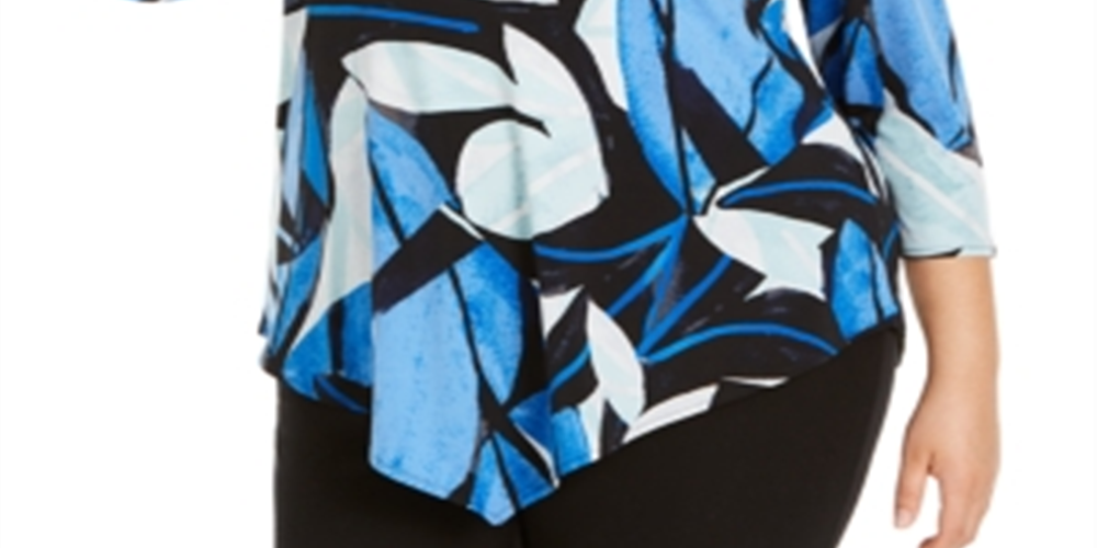 Túnica Alfani Feminina Plus Size Estampada Azul Tamanho 3X