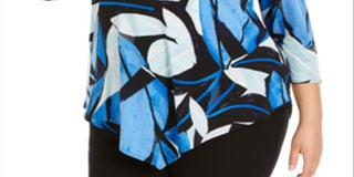 Túnica Alfani Feminina Plus Size Estampada Azul Tamanho 3X