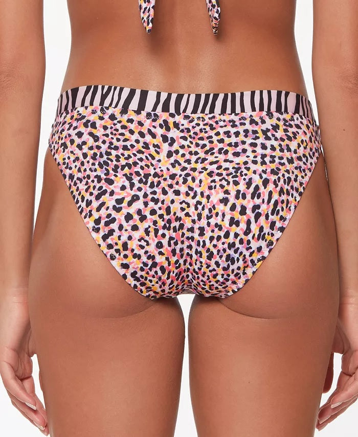 Biquíni feminino Sanctuary Pretty Exotic com cintura em V e hipster, maiô rosa, tamanho grande