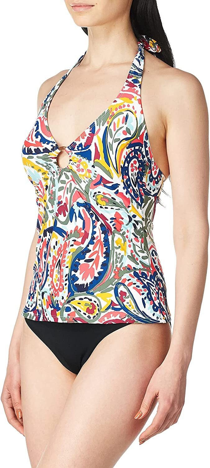 Anne Cole Top feminino com estampa paisley aquarela e frente única, tamanho médio
