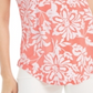 JM Collection Blusa feminina com decote redondo e damasco, laranja, tamanho X-S