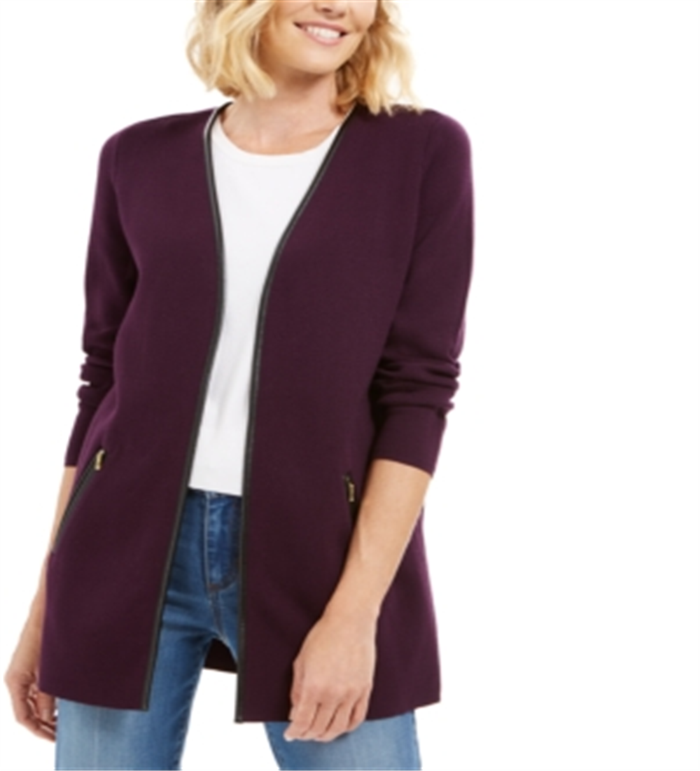 Suéter feminino Charter Club Milano Cotton Completer, roxo, tamanho G
