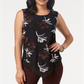 Blusa feminina Alfani estampada e bordada com bainha pontuda, preta, tamanho pequeno