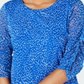 Blusa feminina Alfani com estampa de manga franzida e bolhas em malha, azul, tamanho pequeno G