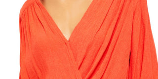 Blusa feminina de manga comprida com decote em V, laranja, tamanho extragrande, da Free People