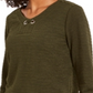 Blusa texturizada feminina NY Collection com manga 3/4, verde, tamanho pequeno, médio