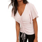 Blusa feminina com franzido frontal INC International Concepts, rosa, tamanho pequeno grande