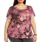 Camiseta feminina estampada de manga curta estilo &amp; co. vermelha tamanho 0X