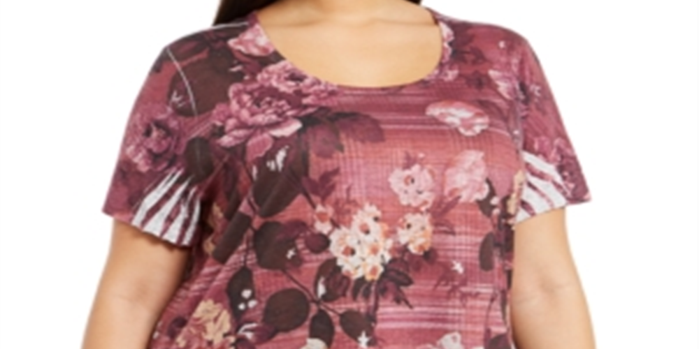 Camiseta feminina estampada de manga curta estilo &amp; co. vermelha tamanho 0X